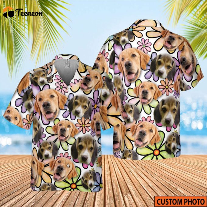 Custom Dog Hawaiian Shirt And Short With Pet Face, Hawaiian Shirt, Honeymoon Gift, Anniversary Wedding Gift, Pet Lover Birthday 1
