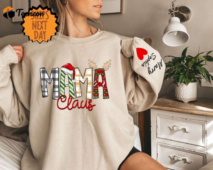 Personalized Mama Claus Sweatshirt: Custom Mom Hoodie With Children S Names For Christmas 1