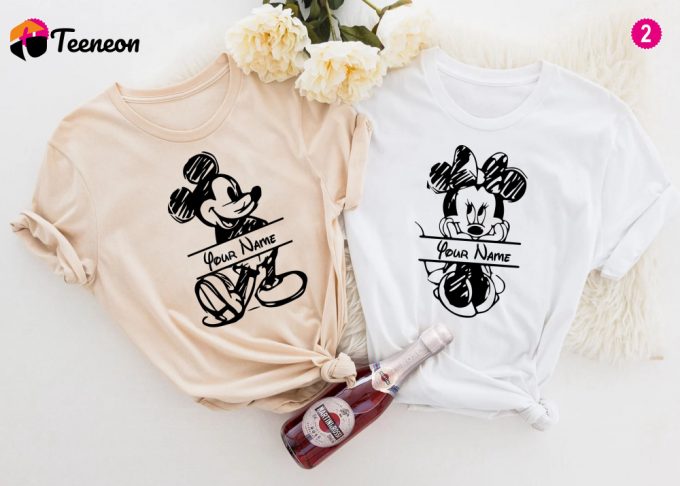 Custom Mickey &Amp;Amp; Minnie Sketch Shirts Disney Vacation Tee &Amp;Amp; Gift 1