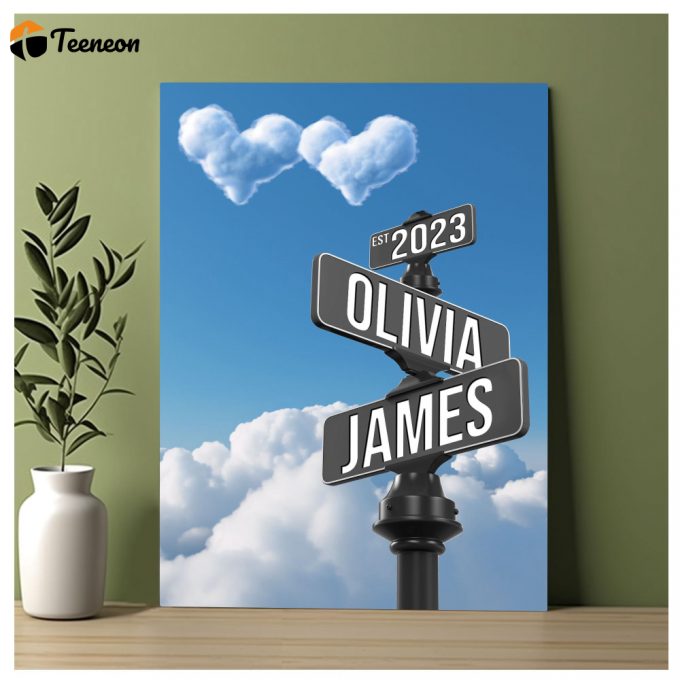 Personalized Vintage Street Sign Canvas Prints - Custom Name And Date Intersection Wall Art: Best Gift For Сouples 1