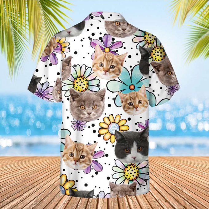 Custom Photo Cat Hawaiian Shirt, Cat Hawaiian Shirt, Tropical Cat Hawaii Shirt, Floral Hawaiian Shirt, Own Cat, Gift For Cat Lover 2