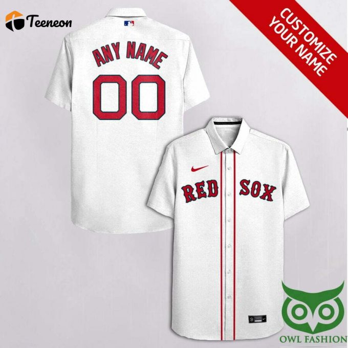 Customized Boston Red Sox White With Red Hawaiian Shirt For Men Women 1
