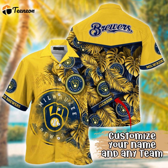 Customized Mlb Milwaukee Brewers Hawaiian Shirt Radiant Rhythms For Fans 1