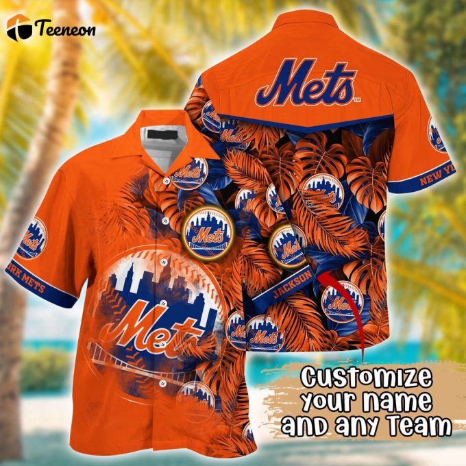 Customized Mlb New York Mets Hawaiian Shirt Radiant Rhythms For Fans 1