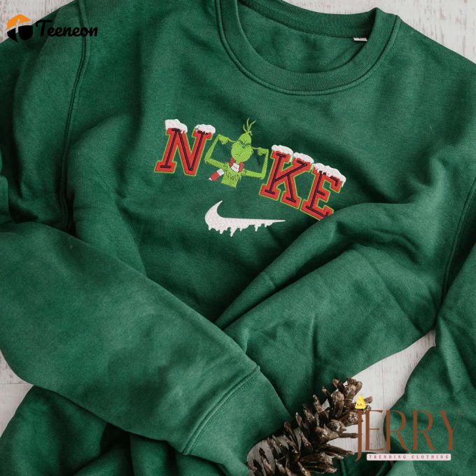 Cute Christmas Grinch Nike Embroidered Sweatshirt 1