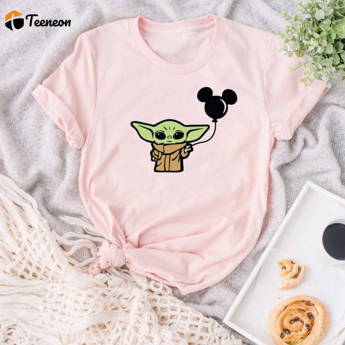 Cute Grogu &Amp;Amp; Disney Balloons Shirt: Mandalorian Tee For Star Wars Fans Baby Yoda Gift 1