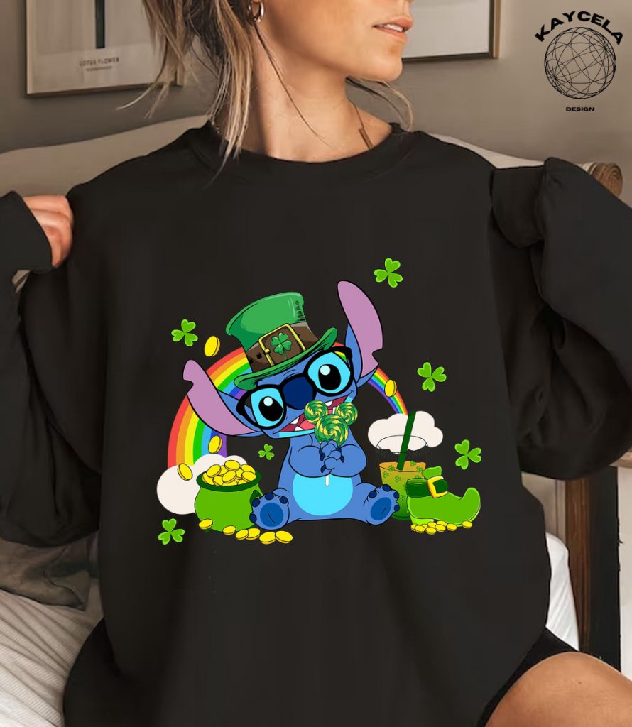 Celebrate St Patrick S Day With Cute Stitch Shenanigans! Disney Happy Patrick S Day 2024 Tee &Amp; Disneyland Vacation Trip Gift Featuring Irish Shamrock T-Shirt 12