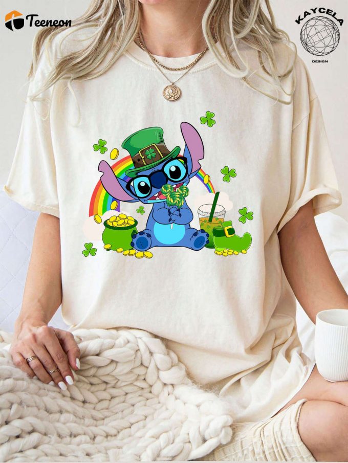 Celebrate St Patrick S Day With Cute Stitch Shenanigans! Disney Happy Patrick S Day 2024 Tee &Amp;Amp; Disneyland Vacation Trip Gift Featuring Irish Shamrock T-Shirt 1