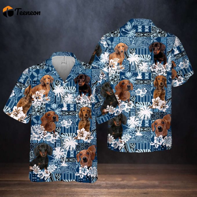 Dachshund Hawaiian Shirts, Summer Dog Custom Hawaiian Shirt, Hawaiian Shirts For Men/ Women, Aloha Hawaiian Shirt, Dachshund Hawaiian Tee 1