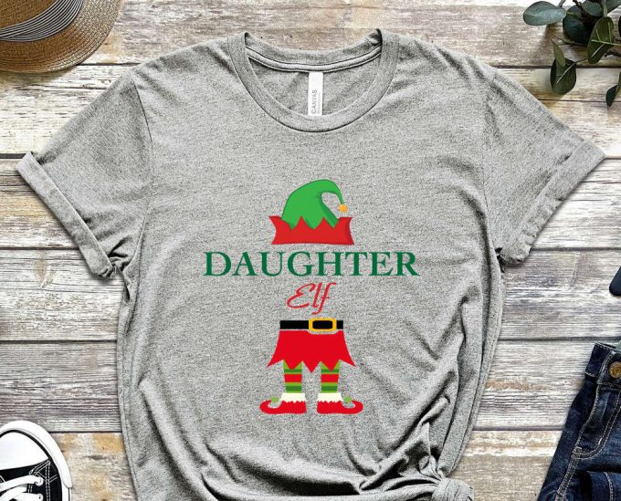 Daughter Elf T-Shirt, Matching Xmas Family Outfits, Custom Christmas Shirt, Personalized Family Christmas Tees, Xmas Crew, Christmas Apparel 3