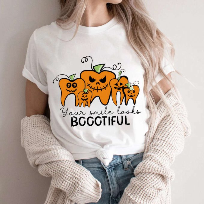 Spooky Dental Hygienist Shirt: Your Smile Looks Boootiful! Halloween Gift For Dentist 2