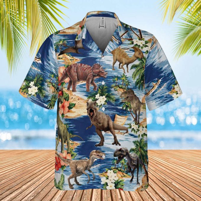 Dinosaur Hawaiian Shirt, Tropical Dinosaur Hawaiian Shirts For Men Women, Dinosaur Lover Shirt, Dinosaur Summer Aloha Shirt, Summer Dinosaur 2