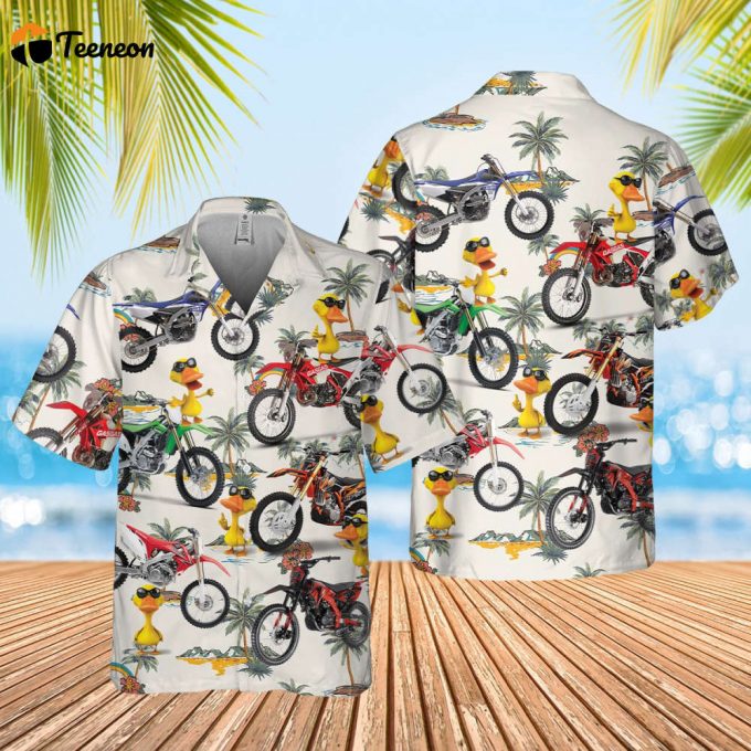 Dirt Bike Hawaiian Shirt, Motocross Hawaiian Shirt, Duck Hawaii Beach Retro, Family Hawaiian Aloha Shirt, Hawaii Shirt For Men And Women 1