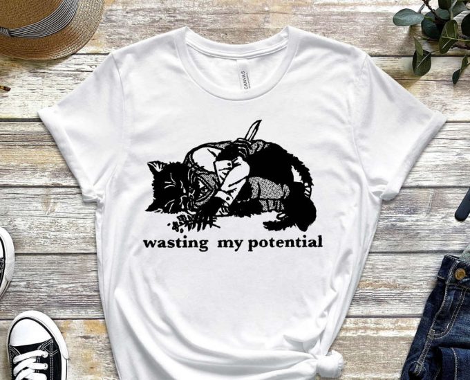 Disaster Cat Shirt, Cat Tee, Wasting My Potential Shirt, Funny Cat Shirt, Kitten Shirt, Cat Lover Shirt