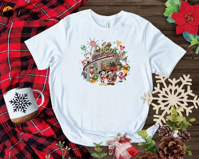 Disney Epcot T-Shirt, Santa Shirt, Mickey Mouse Shirt, Disney Shirt, Christmas Shirt, Minnie Mouse, Retro Christmas, Disney Trip Shirt 1