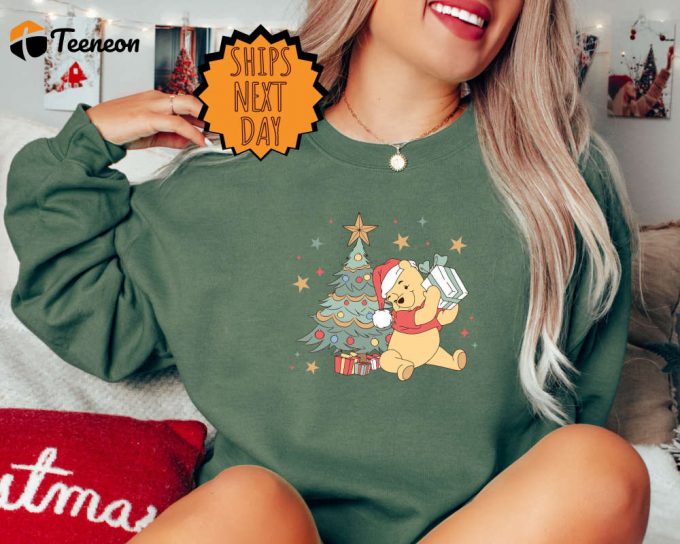 Disney Pooh Bear Christmas Sweater: Festive Xmas Tree Sweatshirt 1