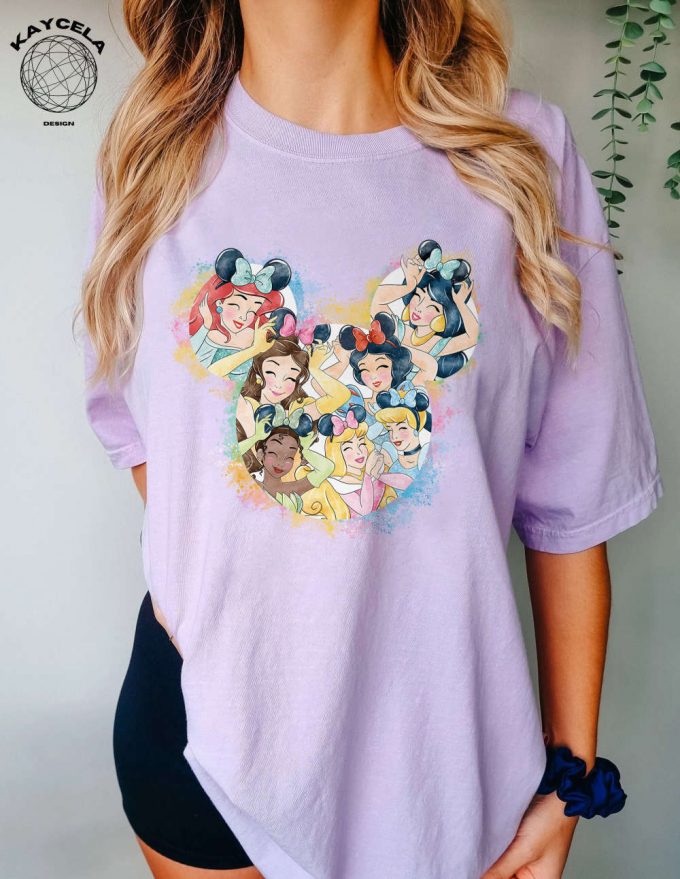 Magical Disney Princess Castle Shirt: Perfect For Disney Vacation &Amp; Girls Trip With Belle And Cinderella - Disney Watercolor Tee For Ultimate Disney Experience! 4