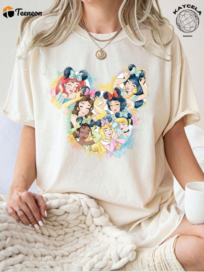 Magical Disney Princess Castle Shirt: Perfect For Disney Vacation &Amp;Amp; Girls Trip With Belle And Cinderella - Disney Watercolor Tee For Ultimate Disney Experience! 1