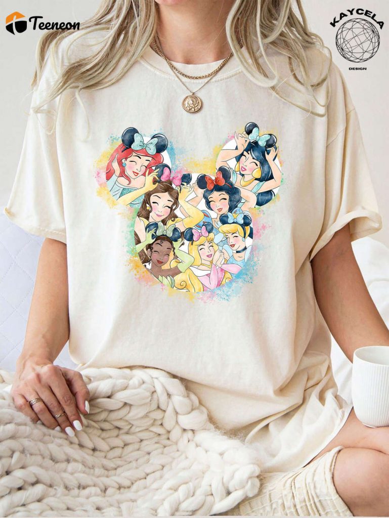 Magical Disney Princess Castle Shirt: Perfect For Disney Vacation &Amp; Girls Trip With Belle And Cinderella - Disney Watercolor Tee For Ultimate Disney Experience! 5