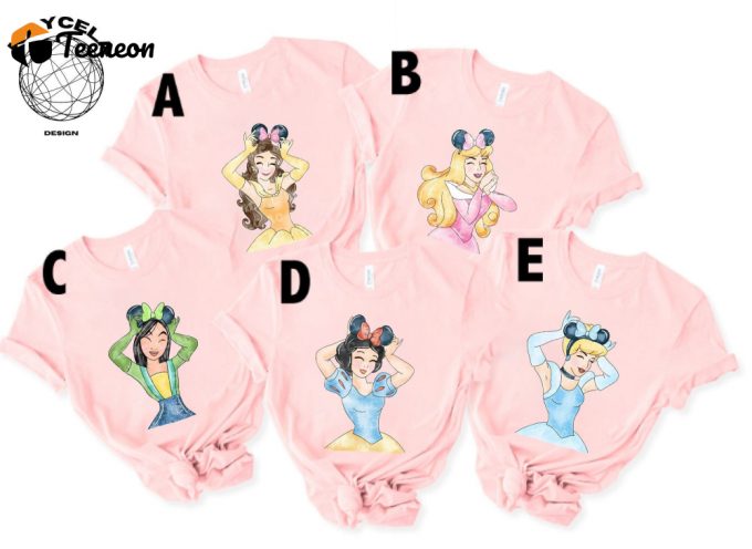 Magical Disney Princess Minnie Ears Shirt: Belle Tiana Elsa Anna Jasmine Ariel &Amp;Amp; More! Perfect For Fans Of Aurora Rapunzel Snow White Merida Cinderella Mulan Shop Now! 1