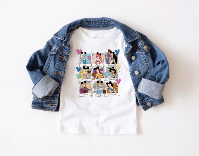 Disney Princesses T-Shirt: Cartoon Shirt With Retro Vibes Perfect Birthday Gift Ideal For Disney Vacation Featuring Ariel And Belle 2