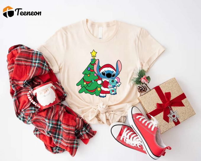 Disney Stitch Christmas Shirt - Lilo And Stitch Tee For Disney Vacation &Amp;Amp; Disneyland Trip Santa Design 1