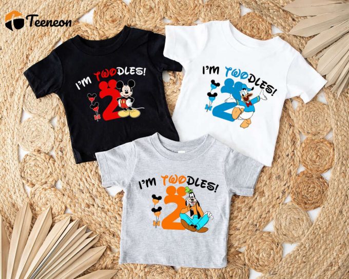 Disney Twodles Shirt: Mickey Minnie Donald Goofy &Amp;Amp; More! Birthday Squad Cute Disney Characters Tee 1