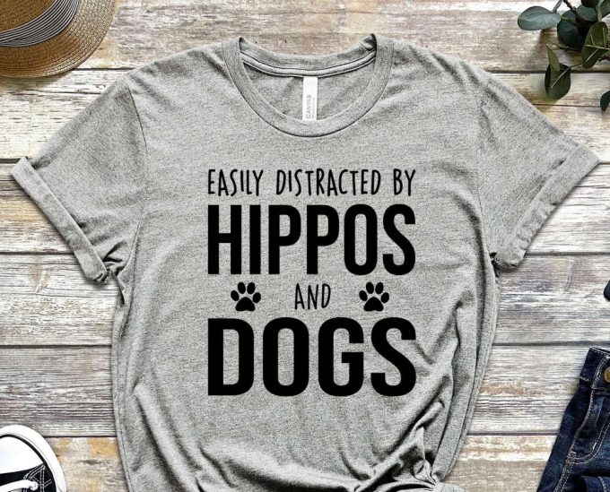 Easily Distracted By Hippos And Dogs T-Shirt, Funny Hippo Shirt, Hippo Lover, Hippo Gift, Cute Hippo Shirt 5