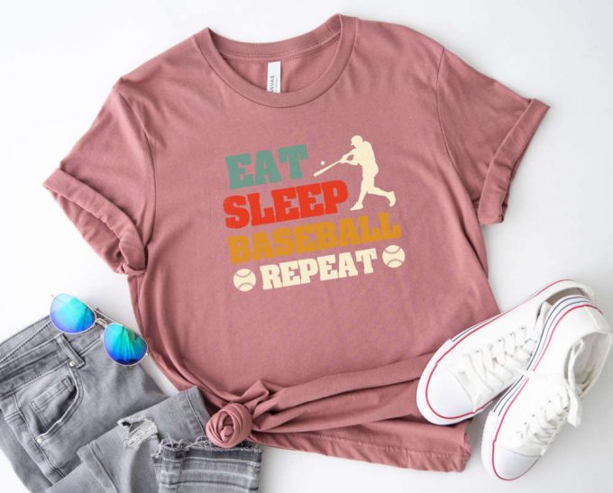 Get Game-Ready With The Ultimate Baseball Coach Gift: Eat Sleep Baseball Repeat T-Shirt! Perfect For Game Day Baseball Season And As A Cool Baseball Jersey Shirt Shop Now! 3