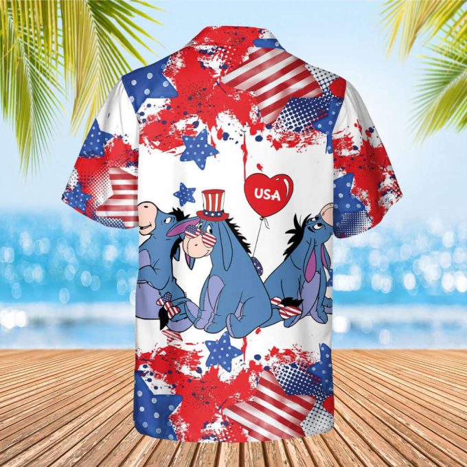 Eeyore Hawaii Shirt, Hawaiian Shirt Men/ Women, Vacation 2023 Shirt, Gift For Family, 4Th Of July Shirt, Hawaiian American Flag Shirt 2