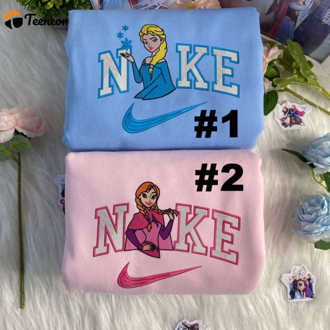 Elsa And Anna Frozen Disney Nike Embroidered Sweatshirts 1