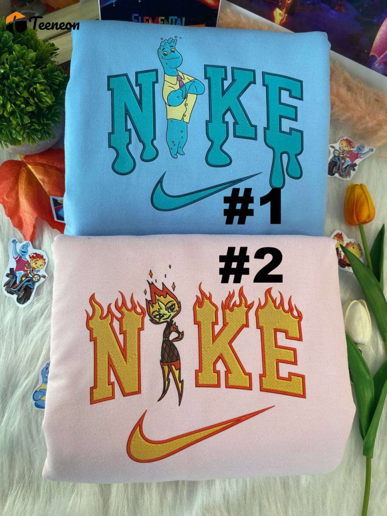 Ember And Wade Elemental Disney Nike Embroidered Sweatshirts 2