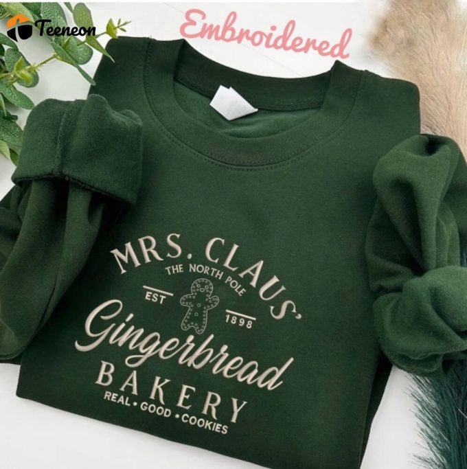 Embroidered Sweatshirt Crewneck Jumper,Mrs Claus Gingerbread Barkey Sweatshirt, Christmas Gift , Unisex Sweater, Holiday Pullover