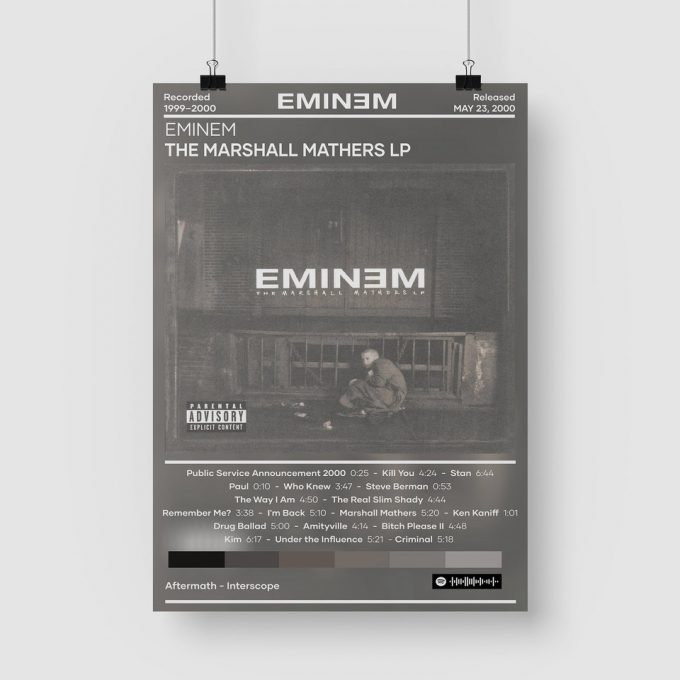 Eminem Poster For Home Decor Gift | The Marshall Mathers Lp Poster For Home Decor Gift | Music Poster For Home Decor Gift | Album Cover Poster For Home Decor Gift | Wall Decor 3