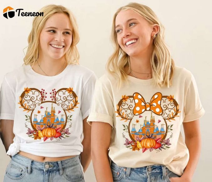 Cute Fall Minnie Mickey Ear Shirt Disneyland Couple Tee Disneyworld Vacation 1