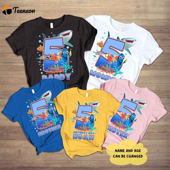 Fun Finding Nemo Family Birthday Shirt For 5Th Birthday Party 1