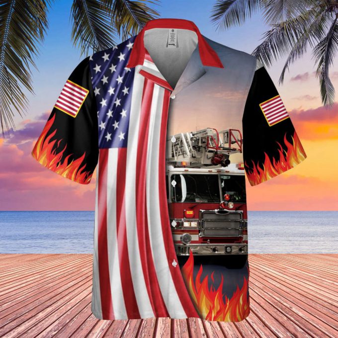 Firefighter Aloha Shirt Summer Casual Button-Down Shirts, Firefighter Hawaiian Shirt For Men, Firefighter Hawaii Beach Shirt 2