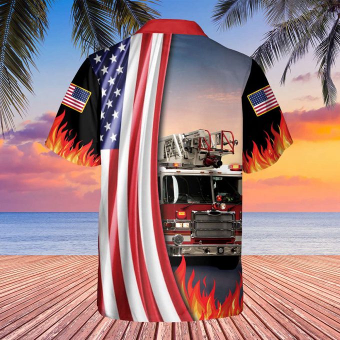 Firefighter Aloha Shirt Summer Casual Button-Down Shirts, Firefighter Hawaiian Shirt For Men, Firefighter Hawaii Beach Shirt 3