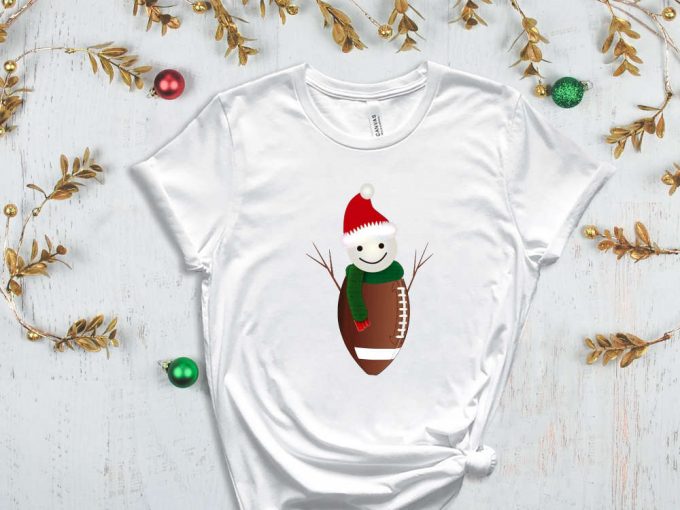 Football Snowman T-Shirt, Snowman Shirt, Christmas Football Shirt, Football Lovers Gift, Santa'S Footballer Shirt, Xmas Tshirt For Boys 4