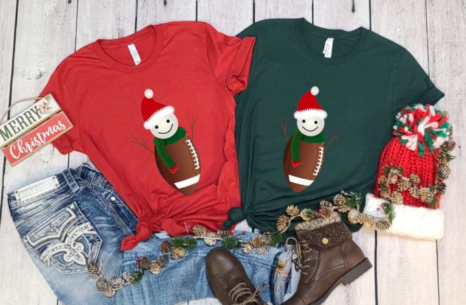 Football Snowman T-Shirt, Snowman Shirt, Christmas Football Shirt, Football Lovers Gift, Santa'S Footballer Shirt, Xmas Tshirt For Boys 7