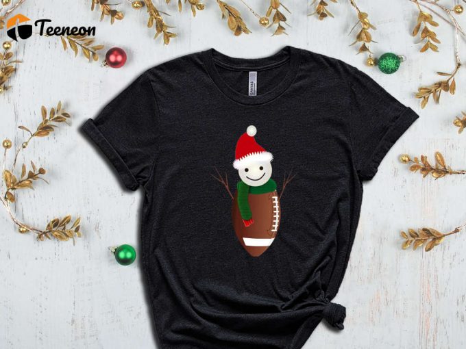 Football Snowman T-Shirt, Snowman Shirt, Christmas Football Shirt, Football Lovers Gift, Santa'S Footballer Shirt, Xmas Tshirt For Boys 1