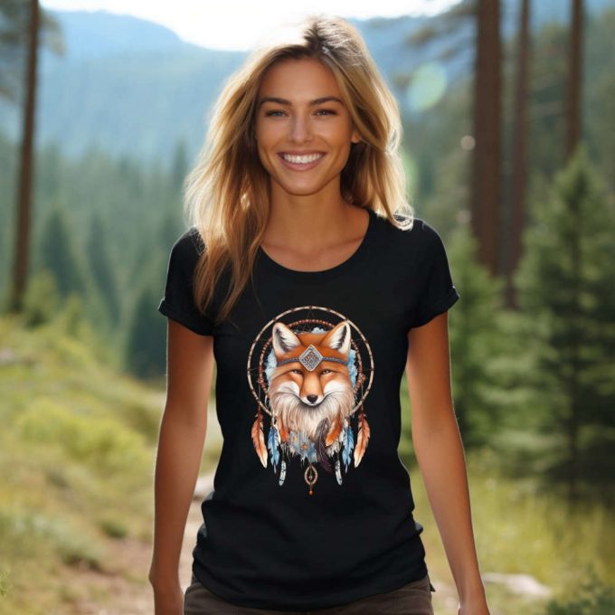Wildlife-Inspired Fox T-Shirt: Perfect Nature Lover Gift With Dreamcatcher &Amp; Indigenous Theme For Dog &Amp; Camper Enthusiasts 2