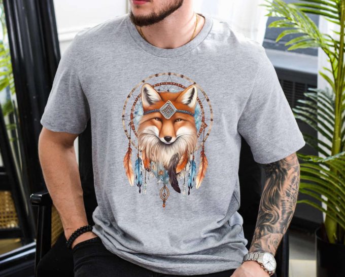 Wildlife-Inspired Fox T-Shirt: Perfect Nature Lover Gift With Dreamcatcher &Amp; Indigenous Theme For Dog &Amp; Camper Enthusiasts 3