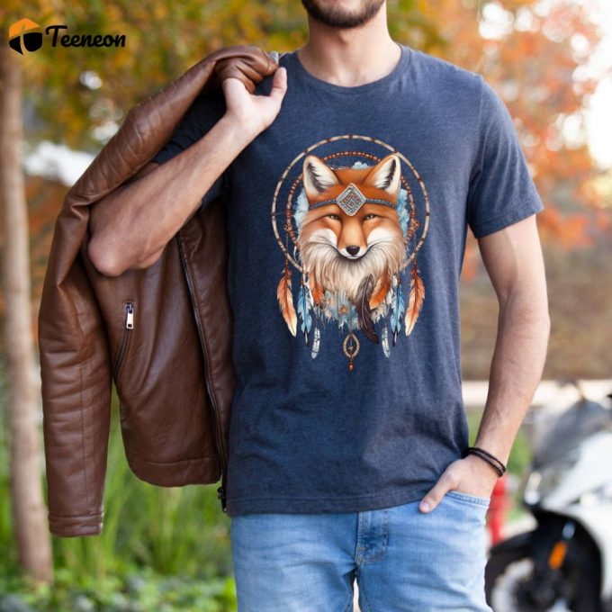Wildlife-Inspired Fox T-Shirt: Perfect Nature Lover Gift With Dreamcatcher &Amp;Amp; Indigenous Theme For Dog &Amp;Amp; Camper Enthusiasts 1
