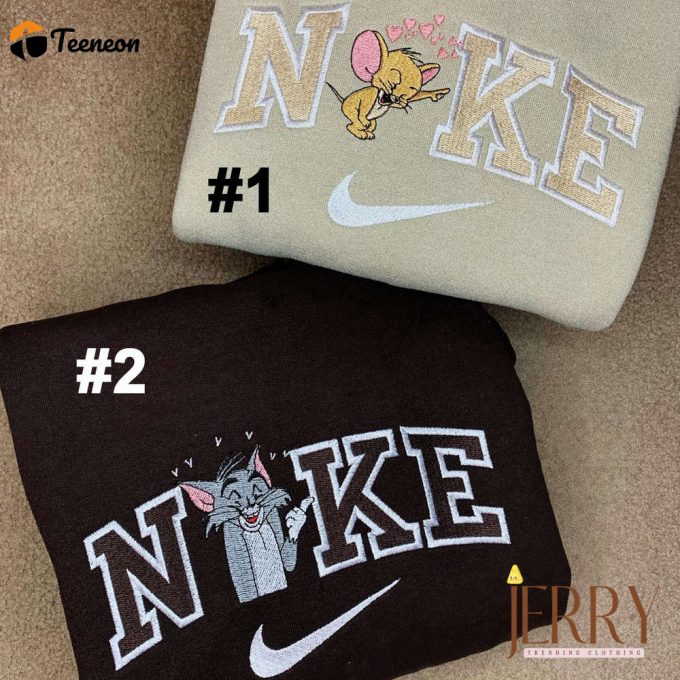 Funny Tom And Jerry Nike Embroidered Sweatshirt 1