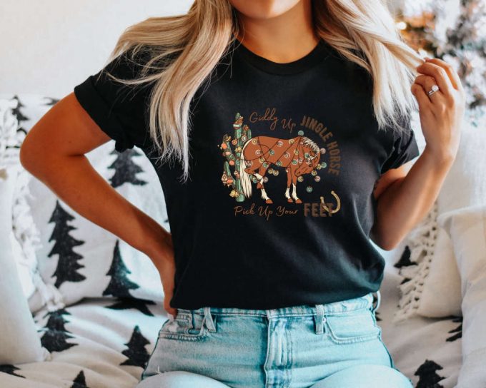 Giddy Up Jingle Horse Shirt: Cowboy Christmas Santa &Amp; Howdy Country Horse Cow Shirt Christmas 3