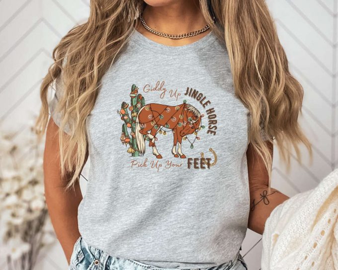 Giddy Up Jingle Horse Shirt: Cowboy Christmas Santa &Amp; Howdy Country Horse Cow Shirt Christmas 4