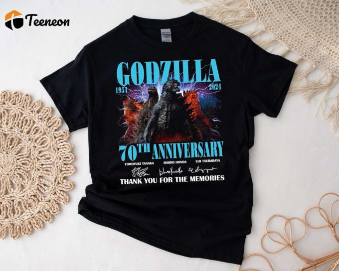 Godzilla 1954 – 2024 70Th Anniversary Thank You For The Memories T-Shirt, Godzilla T-Shirt, Godzilla Minus One By Takashi Yamazaki T-Shirt 1