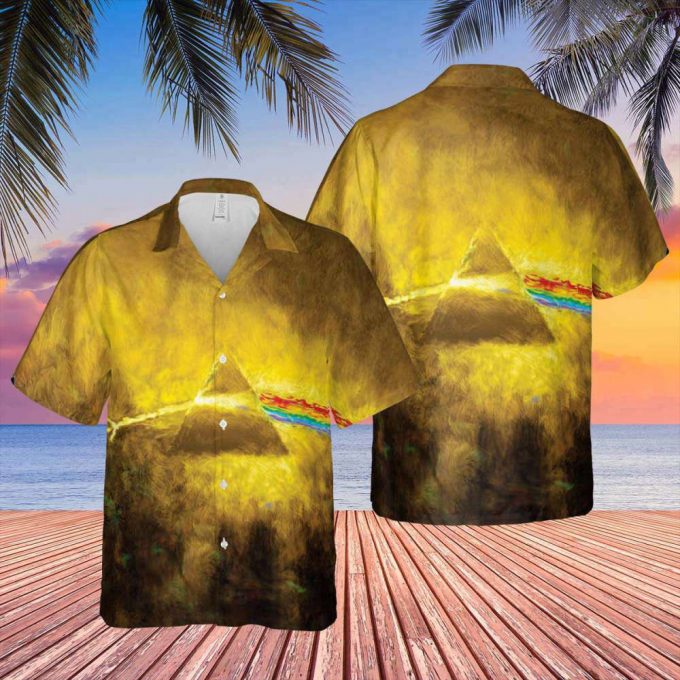 Golden Dark Side Of The Moon Hawaiian Pink Floyd Shirt Gift For Men Women 2