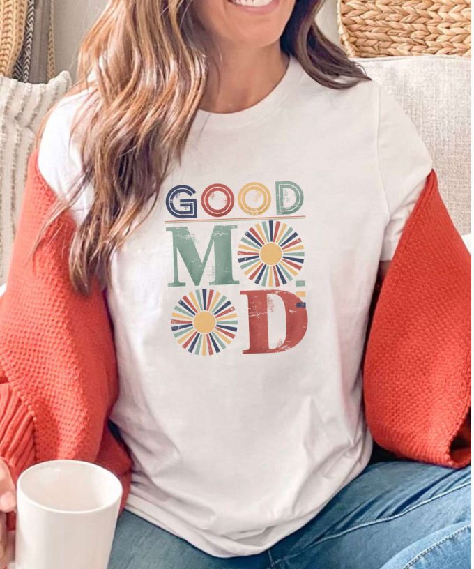 Good Mood Retro Motivational Shirt, Retro Women'S Shirt, Boho T-Shirt For Her, Motivational Saying Graphic Tee, Good Vibes Retro Gift 4